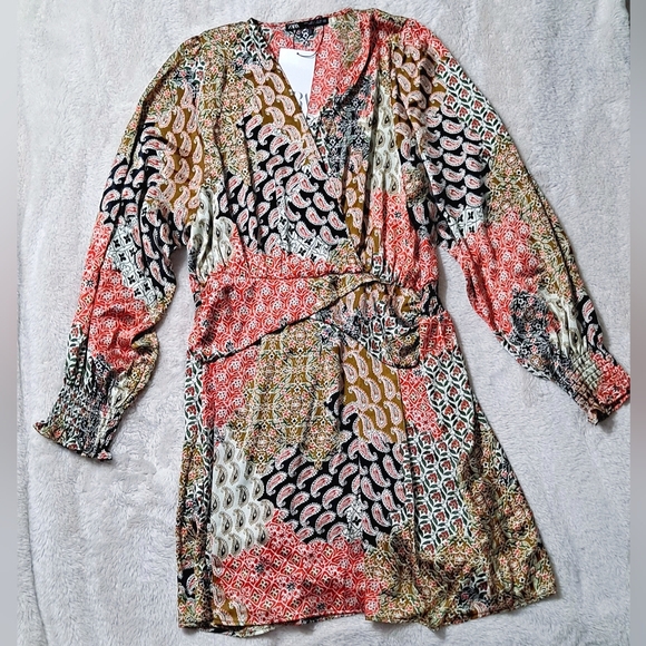 Zara~ Paisley Silk Mini Dress - Picture 4 of 10